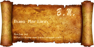 Bums Mariann névjegykártya
