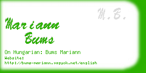 mariann bums business card